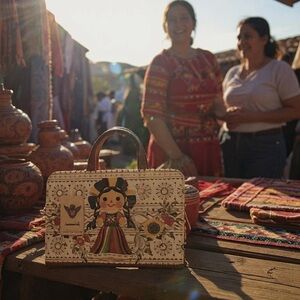 Artisan Mini Bag with Brown and Multicolor Design